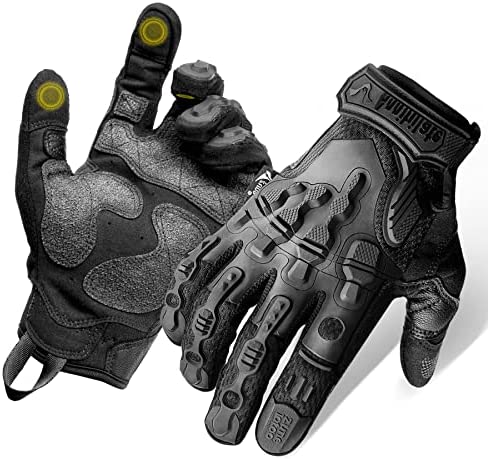 Zune Lotoo Touchscreen Tactical Gloves Full Finger, Kevlar Lining+ TPR Impact Protection for Men Women Shooting Airsoft Paintball Motorcycle Range Combat Truck Driving(Black and Red)