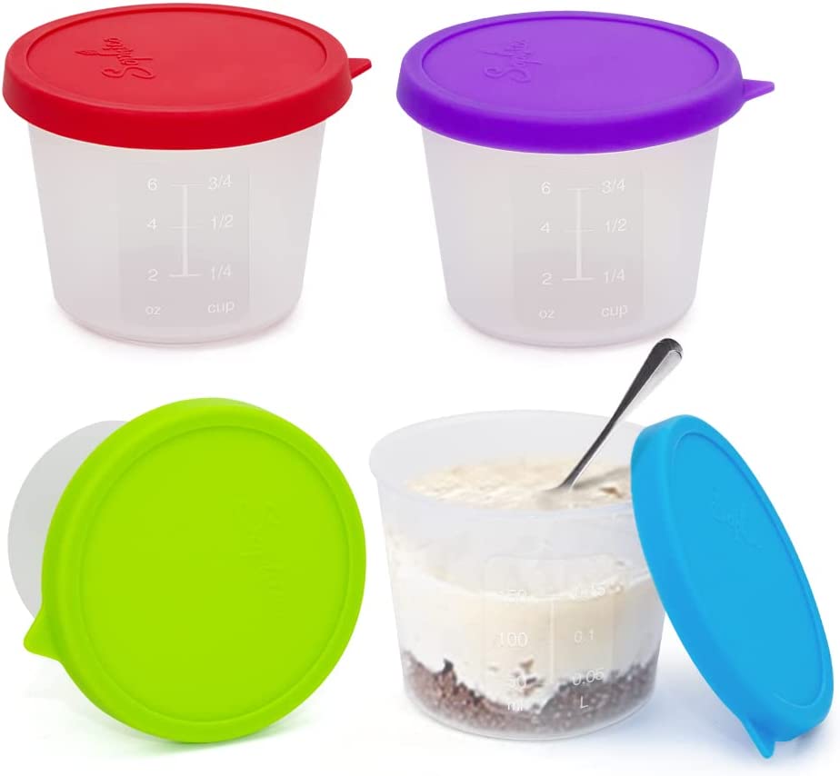 SOPHICO 8oz Mini Ice Cream Containers with Silicone Lids, Freezer Storage Tubs for Homemade IceCream, Meal Prep, Yogurt, Soup and Food ( Small, 4 Pack )
