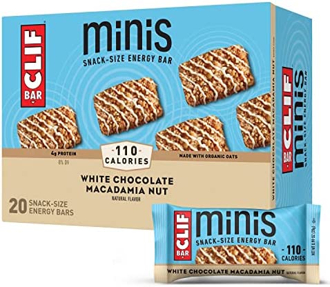CLIF BARS – Mini Energy Bars – White Chocolate Macadamia Nut Flavor – Made with Organic Oats – Plant Based Food – Vegetarian – Kosher (0.99 Ounce Snack Bars, 20 Count)