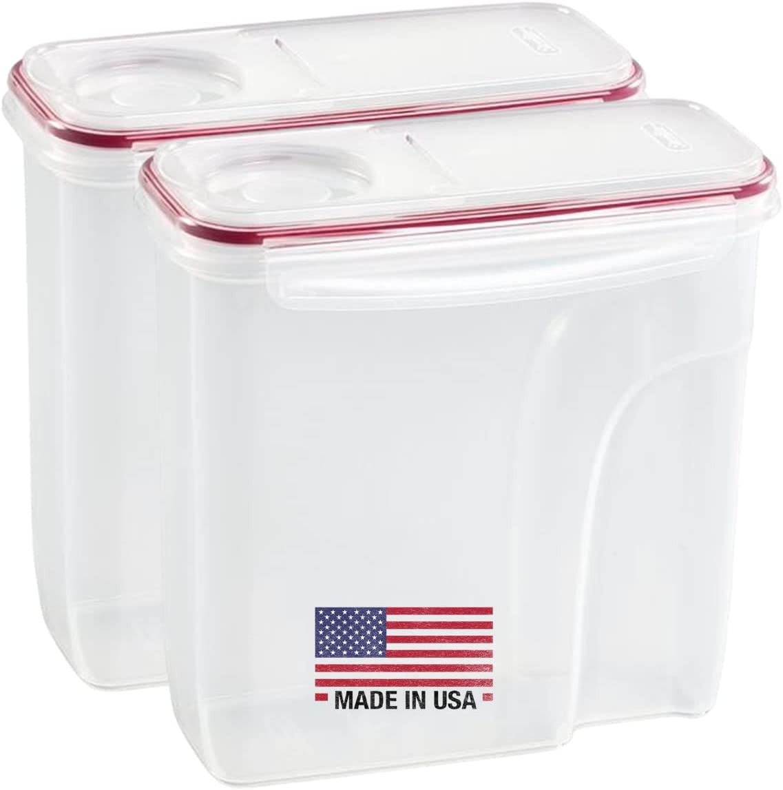 Cereal Containers Storage Dispenser Extra Large 1.5 Gallon (192 Oz) Keeps Fresh Cereal Airtight Lid Plastic, Dog or Cat Food Containers Family-Size Cereal Keeper, Dishwasher Safe – Made In USA – 2 Pack