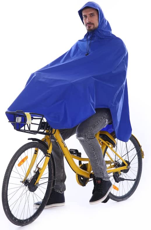 ThreeH Large Rain Poncho Coat Motorcycle Waterproof Raincoat Adjustable Drawstring Hood for Men Women Outdoor Hiking, Cycling
