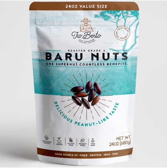 Keto Baru Nuts Roasted 1.5 Pound 24 oz Value Pack, Exotic Gluten Free Snacks | Premium Wild Supernuts Superior to Organic Nuts | Suitable for Vegan, Keto, Peanut Free Diets | High Protein Snacks | Crunchy and Delicious add on groceries food items | Healthy Snacks for Adults by Tio Berto (1.5 Pound – 24 ounce Not Salted)