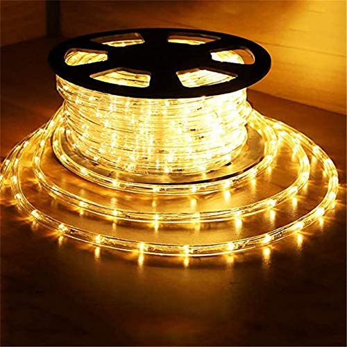 PUHONG 100Ft Christmas Rope Lights,720 LED Tube Lights 2-Wire 1/2″ Thick [Waterproof & UL Certified],Outdoor Rope Lights for Halloween Christmas Valentine Indoor Background Decoration(Warm White)