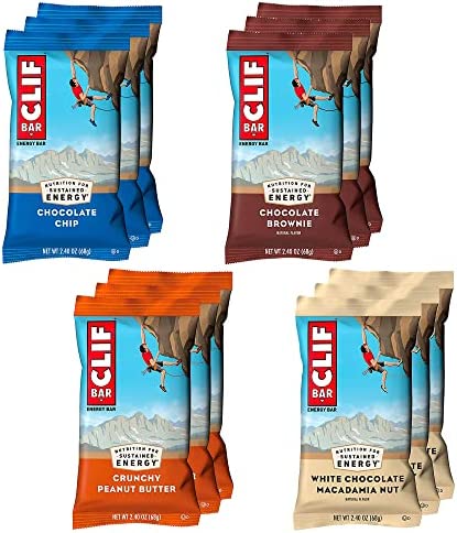CLIF BARS – Energy Bars – 4 Flavor Variety Pack, 3 Bars of Each Flavor – Made with Organic Oats – Plant Based Food – Vegetarian – Kosher (2.4 Ounce Protein Bars, 12 Count)