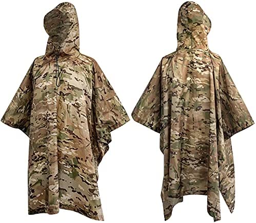 WINWAY Military Style Poncho Multi Use Rip-Stop Camouflage Raincoat