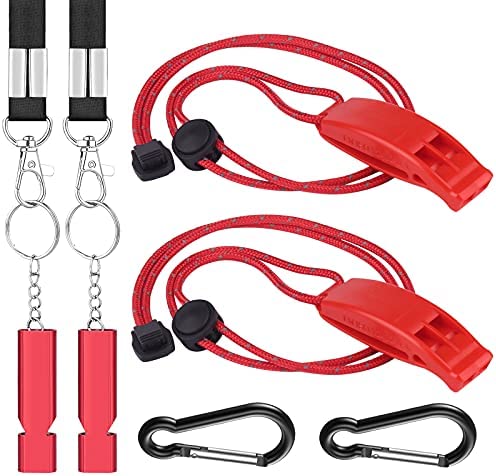 Michael Josh Outdoor Loudest Emergency Survival Whistles with Lanyard, Safety Whistle Survival Shrill Loud Blast for Kayak, Life Vest, Jacket, Boating, Fishing,Camping, Hiking, Hunting, 4 Pack