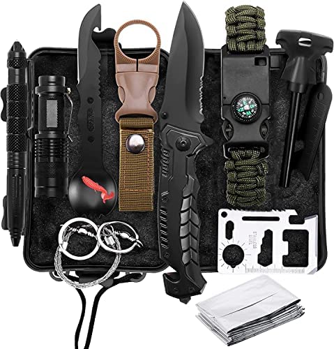 Gifts for Men Dad Husband Him, Survival Kit, Survival Tools with Camouflage Bag Cool Gadgets Stocking Stuffers for Families Hiking Camping