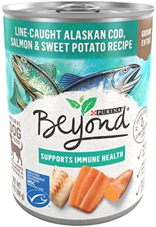 Purina Beyond Cod, Salmon and Sweet Potato Natural Ground Grain Free Wet Dog Food Pate – (12) 13 oz. Cans