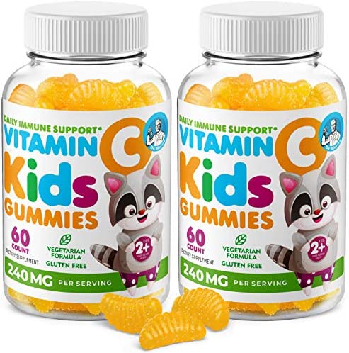 Vitamin C Gummies for Kids & Adults 240 mg – Immune Support Low-Sugar Chewable Gummy Vitamins for Toddlers – Vegetarian Gelatin-Free Children’s Dietary Supplement (Citrus Flavor) (120 Count)