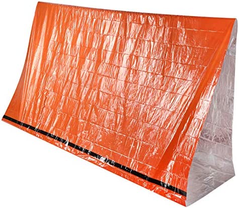 01 02 015 Emergency Tent, Orange Aluminum Foil Composite Film Multi‑Purpose Tent, Moistureproof for Camping Outdoor Emergency Situations