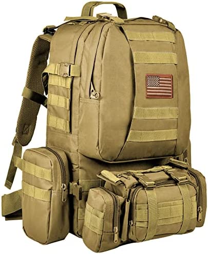 CVLIFE Tactical Backpack Military Army Rucksack 60L Large Assault Pack Detachable Molle Bag…