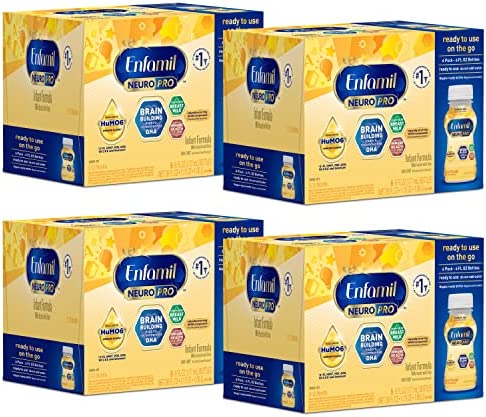 Enfamil NeuroPro Ready-to-Use Baby Formula, Ready to Feed, Brain and Immune Support with DHA, Iron and Prebiotics, Non-GMO, 6 Fl Oz Nursette Bottles, 6 count (Pack of 4), Total 24 bottles