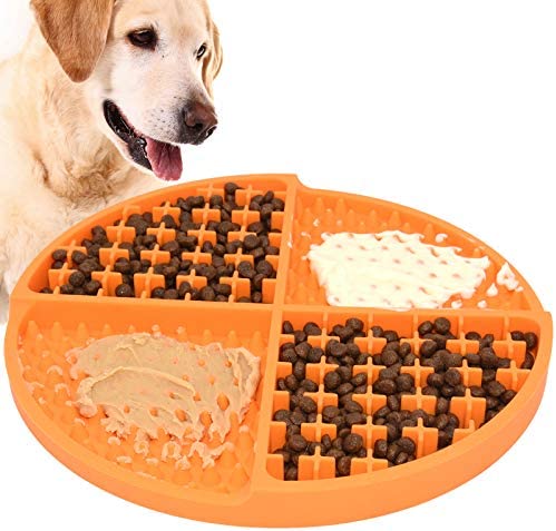 Bangp Licking Mat for Dogs and Cats,Dog Slow Feeders,Boredom Anxiety Reduction,Heavy-Duty Puzzle Mat Dog Treat Mat with Unique Quadrant Design,Perfect for Yogurt,Treats or Peanut Butter(Orange)