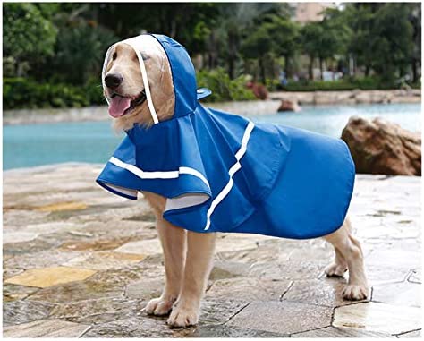 BAIHOGI Reflective Dog Vest Dog Raincoat Waterproof Pet Raining Jacket Portable Poncho with Reflective Stripes and Dog Clothes for Large Small Dogs Safety Vest (Color : Blue XXXL)