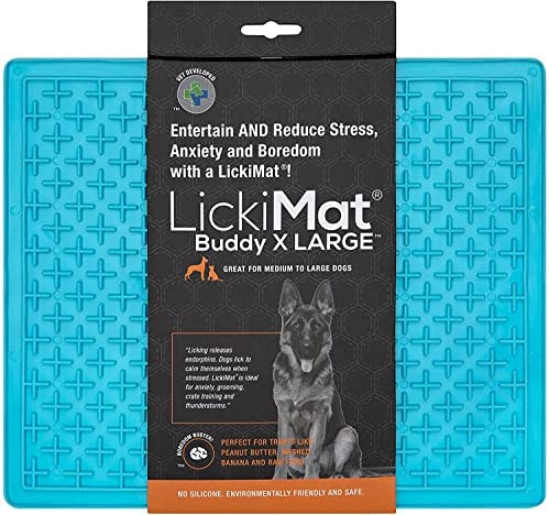 Lickimat X Large Breed Buddy Dog Lick Mat, Dog Calmer, Slow Feeder, Anxiety Reliever Alternative to Puzzle Toys, Slow Feeding Bowls. Use Peanut Butter, Wet Food, Raw Food, Mixed Food, Healthy Treats