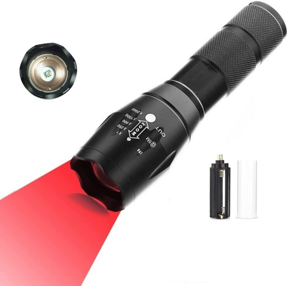 BESTSUN Red LED Flashlight, Bright Tactical Red Light Flashlights One Mode Red LED Light, Powerful Red LED Torch Single Mode Red LED Hunting Light Waterproof Zoomable Red Lamp for Aviation, Astronomy