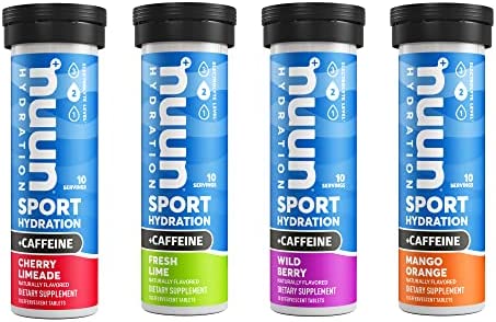 Nuun Sport + Caffeine: Electrolyte Drink Tablets, Mixed Flavor Box, 10 Count (Pack of 4)