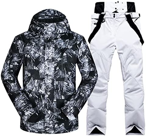 Men Ski Jacket Ski Pants Winter Warm Windproof Waterproof Outdoor Sports Snowboarding Ski Coat Trousers Ski Suit