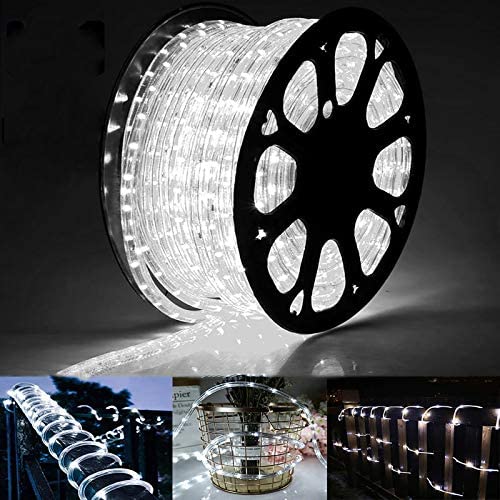 Toodour LED Rope Lights Outdoor, 100ft 720 LED Christmas Tube String Lights, 8 Modes Connectable Clear Tube Decorative Lighting for Garden, Patio, Bedroom, Party, Wedding, Christmas Decor (White)