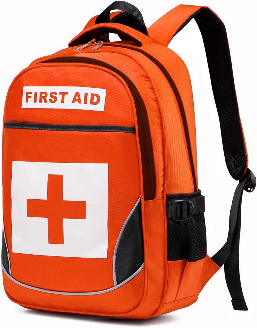 First Aid Kit Empty EMT Bag Only Large for Business School Travel Car Medical Supplies Emergency Trauma Backpack First Responders Back Pack Response Pouch Medic Supplies Organizer Waterproof Orange
