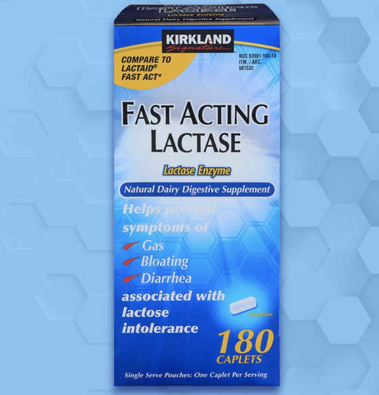 Kirkland Signature Fast Acting Lactase, 180 Caplets