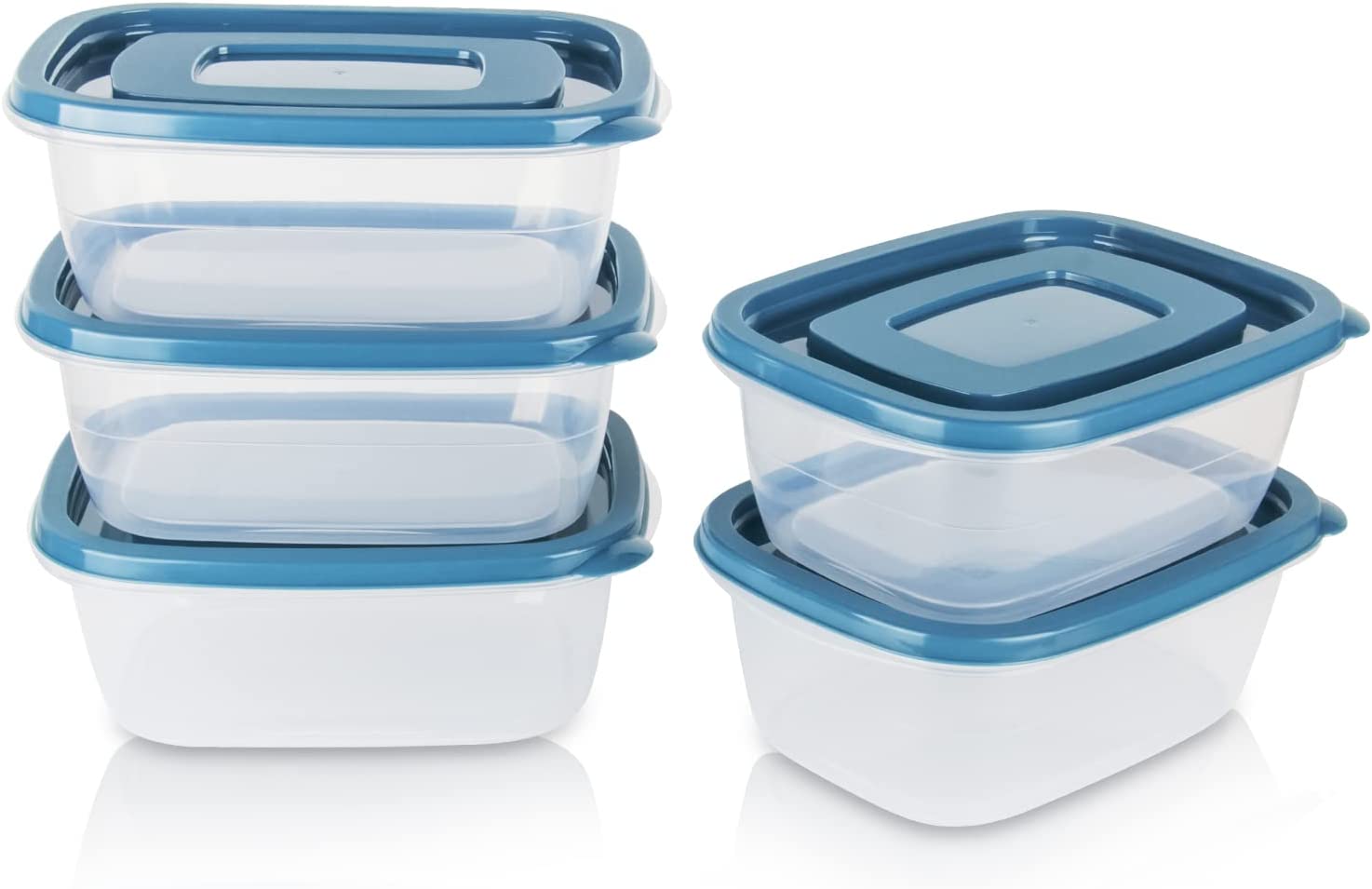5PCS Rectangle Plastic Portion box Sets with Lids.Food Storage Box,Container Sets,Food Storage,Food Containers,Cereal Containers,use for refrigerator,School,Work and Travel,1.06 quarts(1000ML) per box