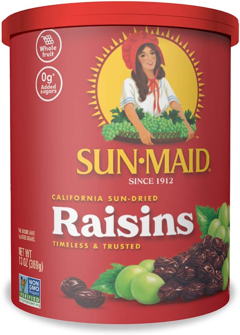 Sun-Maid Natural California Sun Dried Raisins Snack | 13 Ounce Can | Whole Natural Dried Fruit | No Sugar Added | Naturally Gluten Free | Non-GMO