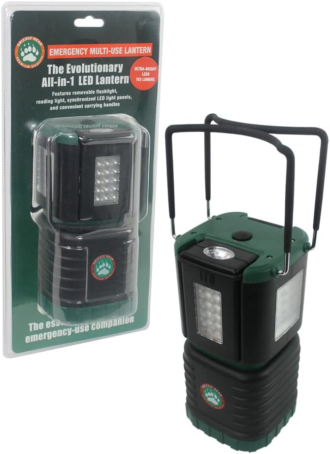 Grizzly Gear Emergency Lantern – All in 1 Multi-use LED Lantern with Flashlight and Reading Light