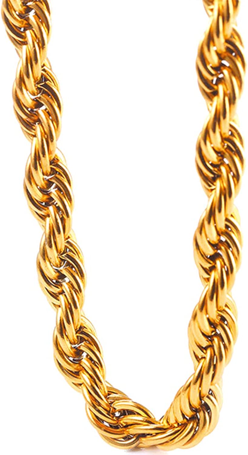 TUOKAY Sparkling Big Faux 18K Gold Rope Chain for Men and Women 30in Long by 11mm Thick Heavy Huge Faux Gold Rope Chain Costume Necklace for Rapper and Rap Gangsta