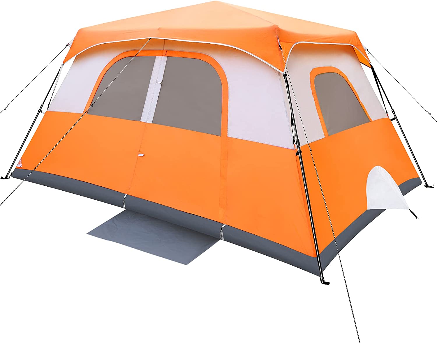 Tent, 6/8/10 Person 60 Sec Setup Family Camping Tent, Waterproof & Windproof Tent with Top Rainfly, Instant Cabin Tent, Upgraded Ventilation System, Orange