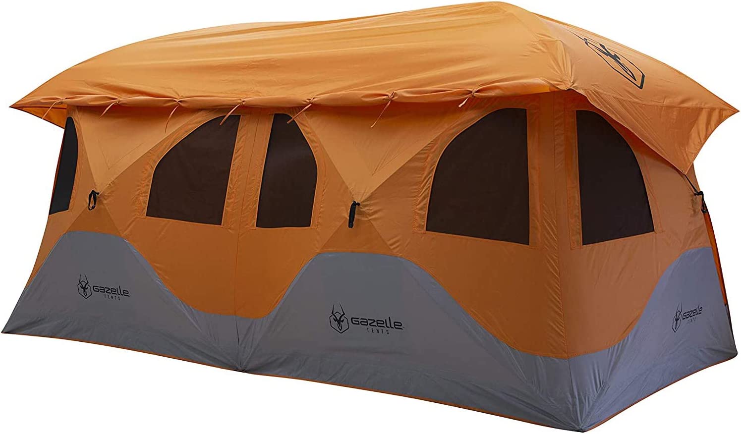 Gazelle Tents™, T8 Hub Tent, Easy 90 Second Set-Up, Waterproof, UV Resistant, Removable Floor, Ample Storage Options, 8-Person, Sunset Orange, 78" x 94" x 165", GT800SS