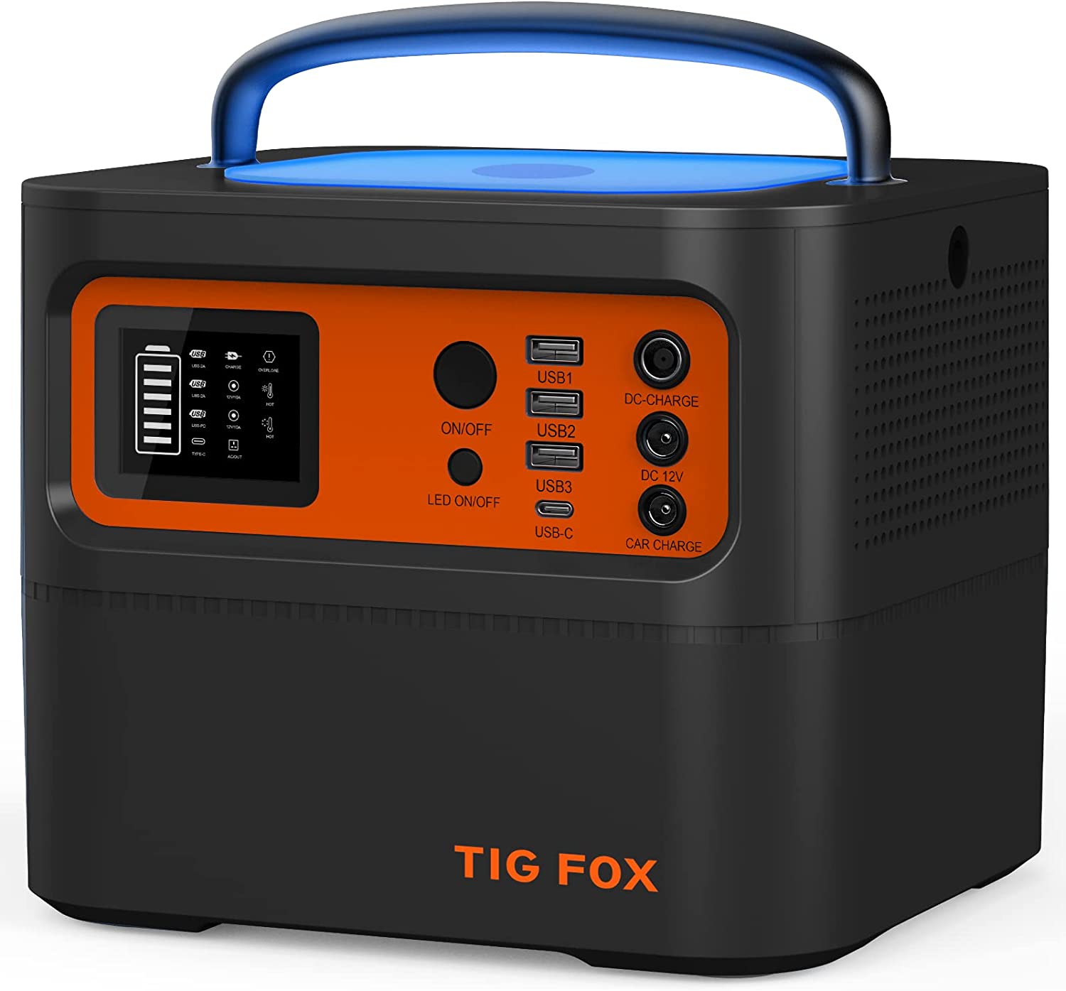 TIG FOX Portable Power Station 540Wh, Backup Lithium Battery Pack with 110V/500W (Peak 850W) AC Outlets, USB and LCD Display, Solar Generator for Outdoors, Camping, Emergency