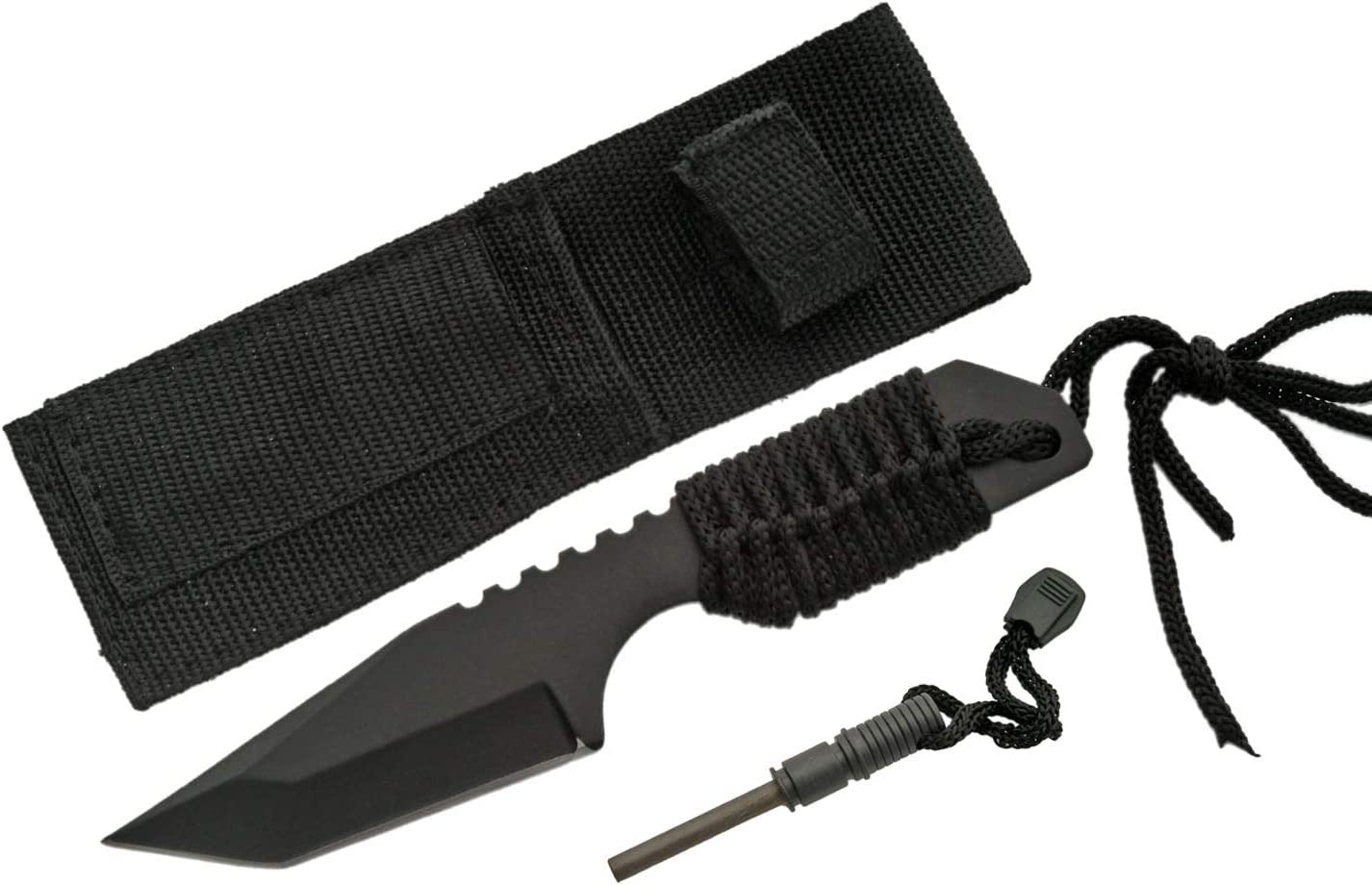 Szco Supplies Tanto Survivor Fire starter Knife, Black