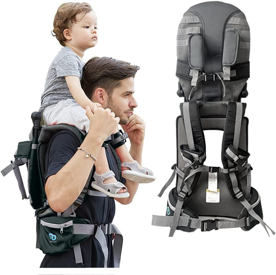 Baby Shoulder Carrier 360° Foldable Shoulder Saddle Backpack Ergonomic Child Hiking Seat Baby Ankle Straps Hands Free Backpacks Holds 50 Pound Ideal for Children Between 6 Months-2 Years Old