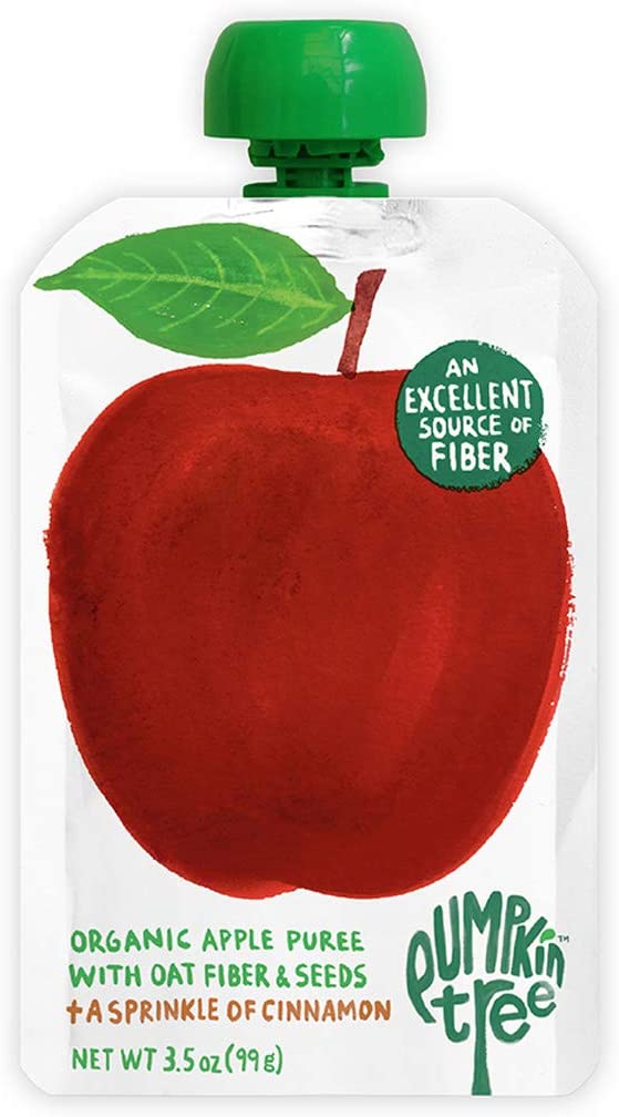 Pumpkin Tree Organics Fruit Snack Pouch, Apple + Fiber + A Sprinkle of Cinnamon, 3.5 Ounce (Pack of 10)