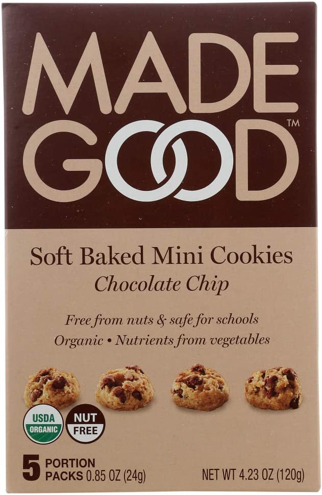 MADEGOOD Organic Chocolate Chip Soft Baked Mini Cookies, 0.85 Ounce (Pack of 5)