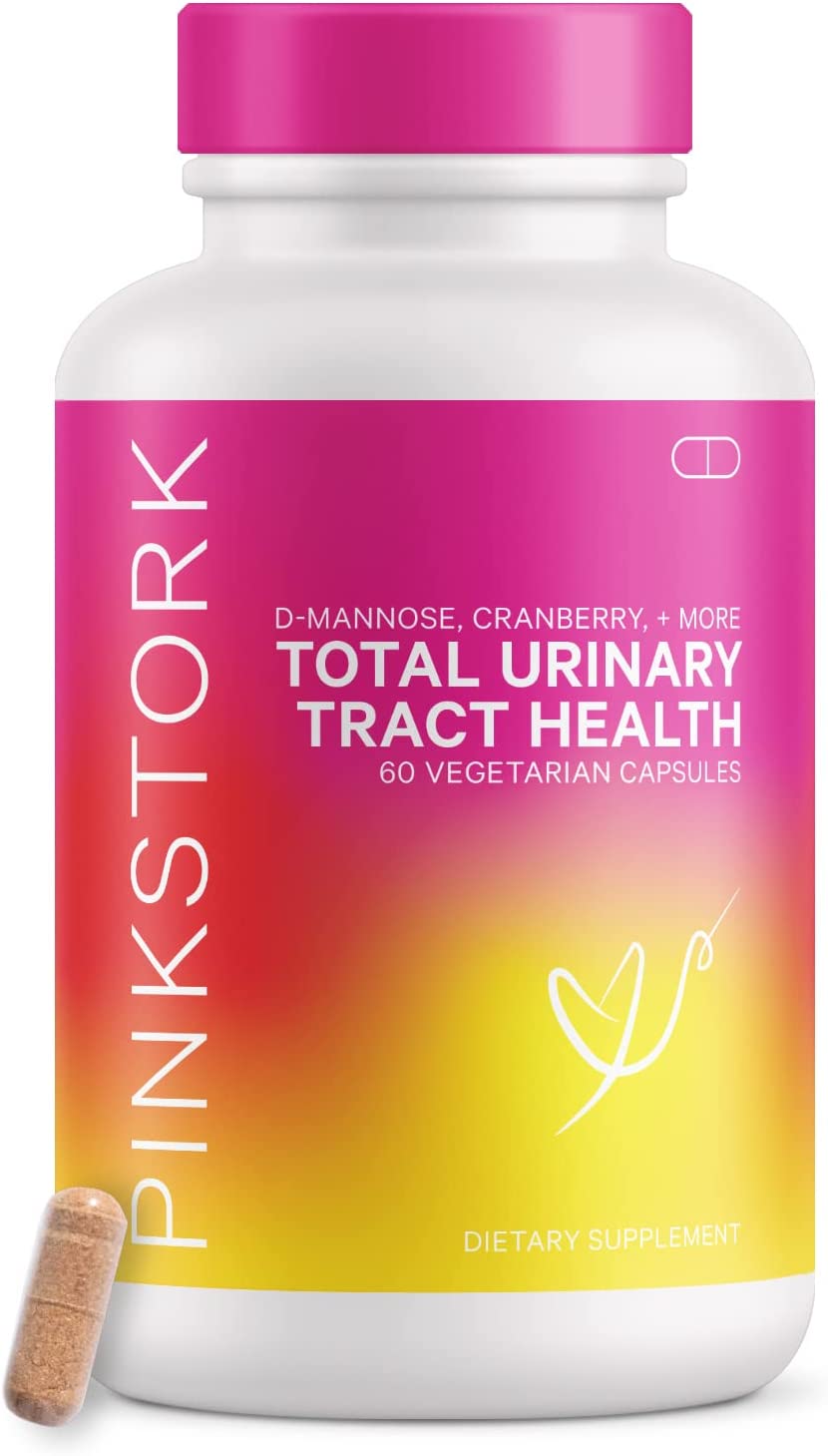 Pink Stork Total Urinary Tract Health: Cranberry Pills for Urinary Tract, D-Mannose, & UTI Health, Support Urinary Tract Health, Fast-Acting UTI Symptom Relief, Women-Owned, 60 Capsules