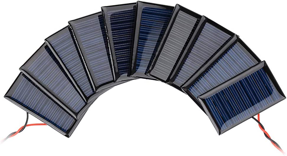 AOSHIKE 10Pcs 5V 30mA Mini Solar Panels for Solar Power Mini Solar Cells DIY Electric Toy Materials Photovoltaic Cells Solar DIY System Kits 2.08"x1.18"(5V 30mA 53mmx30mm)