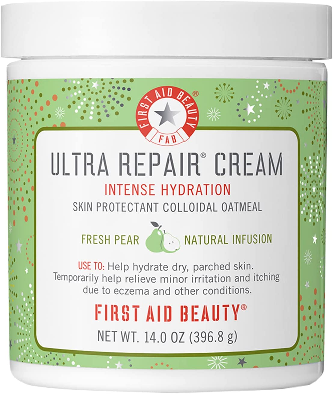 First Aid Beauty Ultra Repair Cream Intense Hydration Moisturizer for Face and Body – Fresh Pear Scent, 14 oz