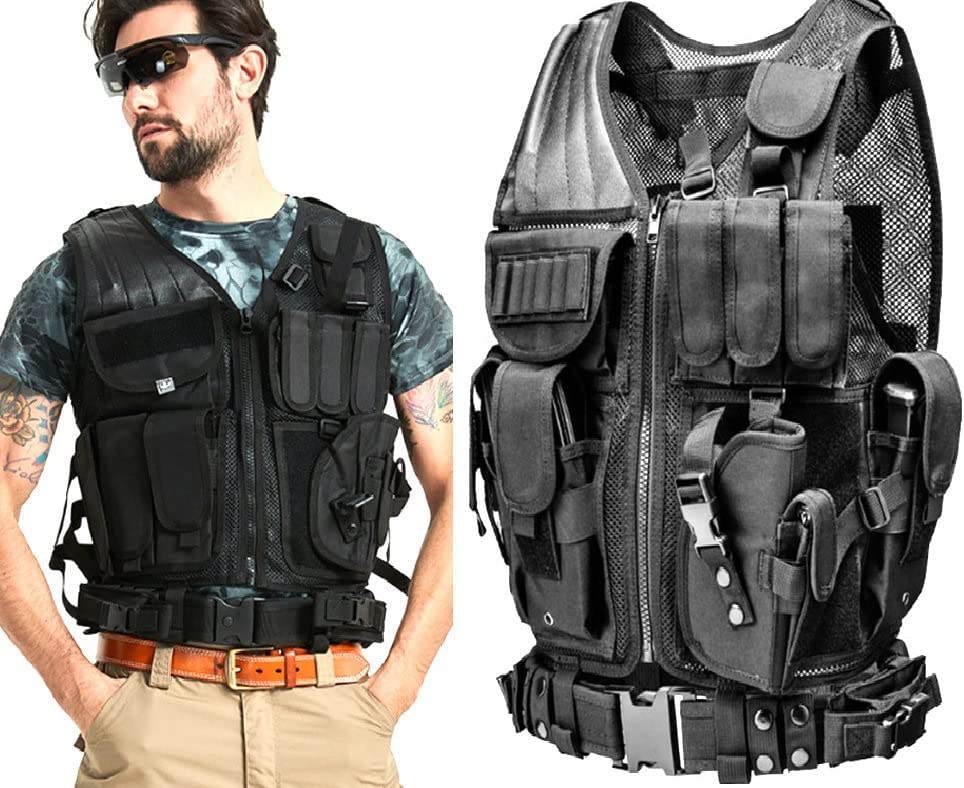 GALAXYLENSE New Universal Sport Hunting Tactical Protection Vest Light Weight Heavy Duty Breathable 600 D Polyesters (Black Vest)