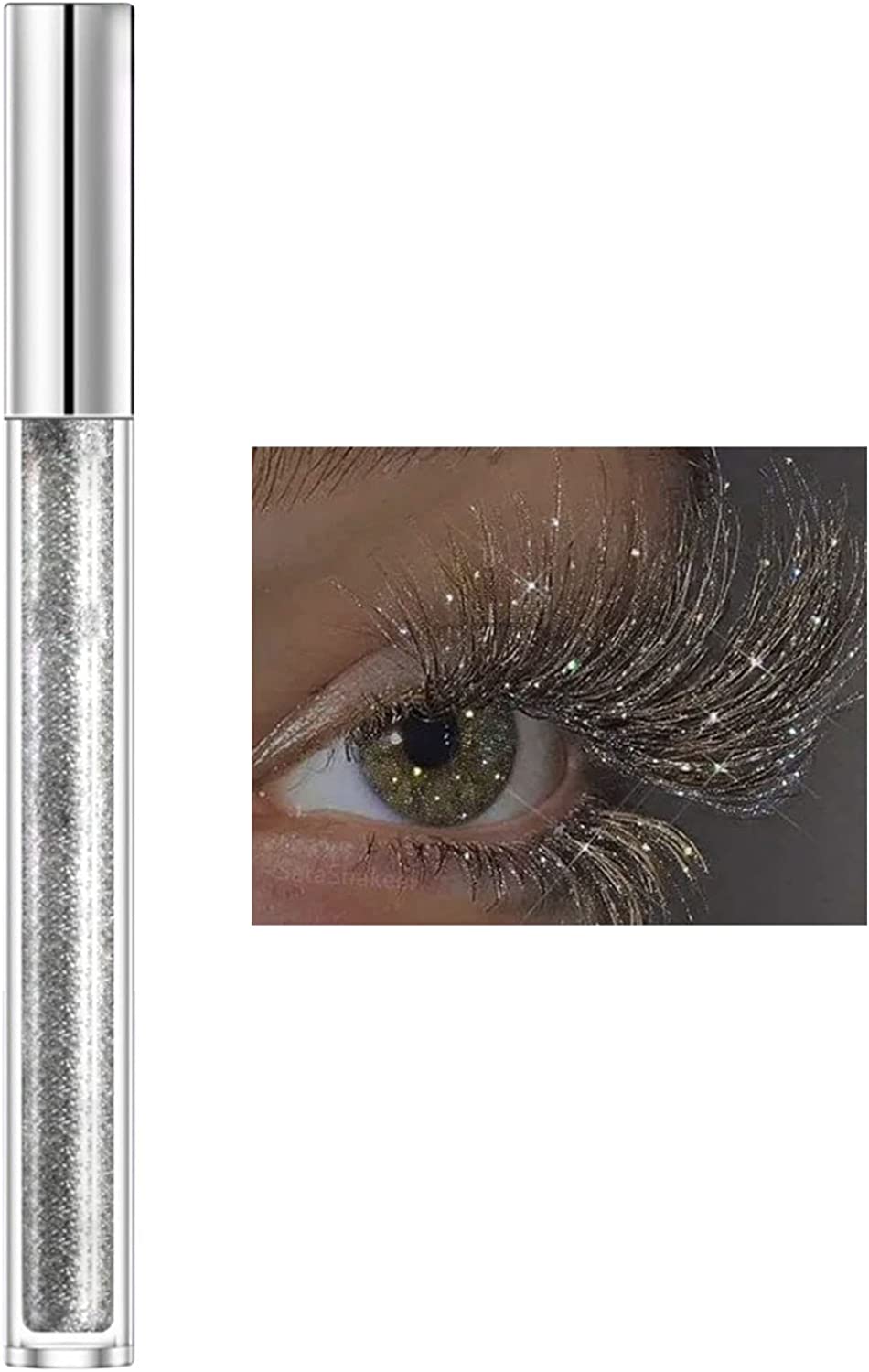 Glitter Mascara Sparkling Diamond Mascara Waterproof Long Lasting Thickening And Lengthening Eyelashes Makeup For Party Weddings Crystal Shattered Color Mascara (A, One Size)