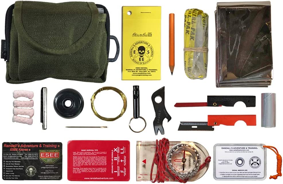 Esee Knives, Pocket Survival Kit, with Olive Drab Pouch, Size: 5.0" x 3.75" x 1.5"