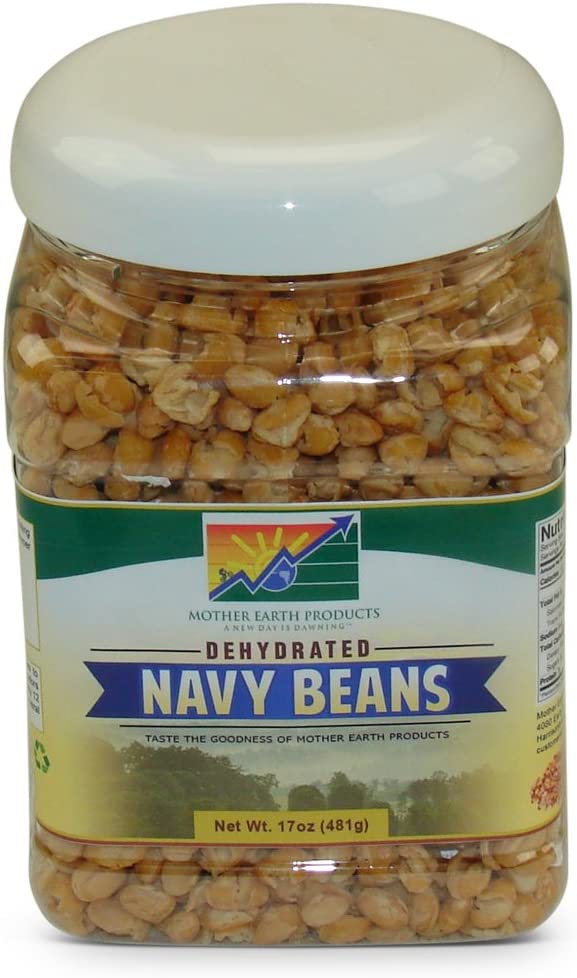 Mother Earth Products Dehydrated Fast Cooking Navy Beans, quart Jar , 1.06 Pound (Pack of 1)