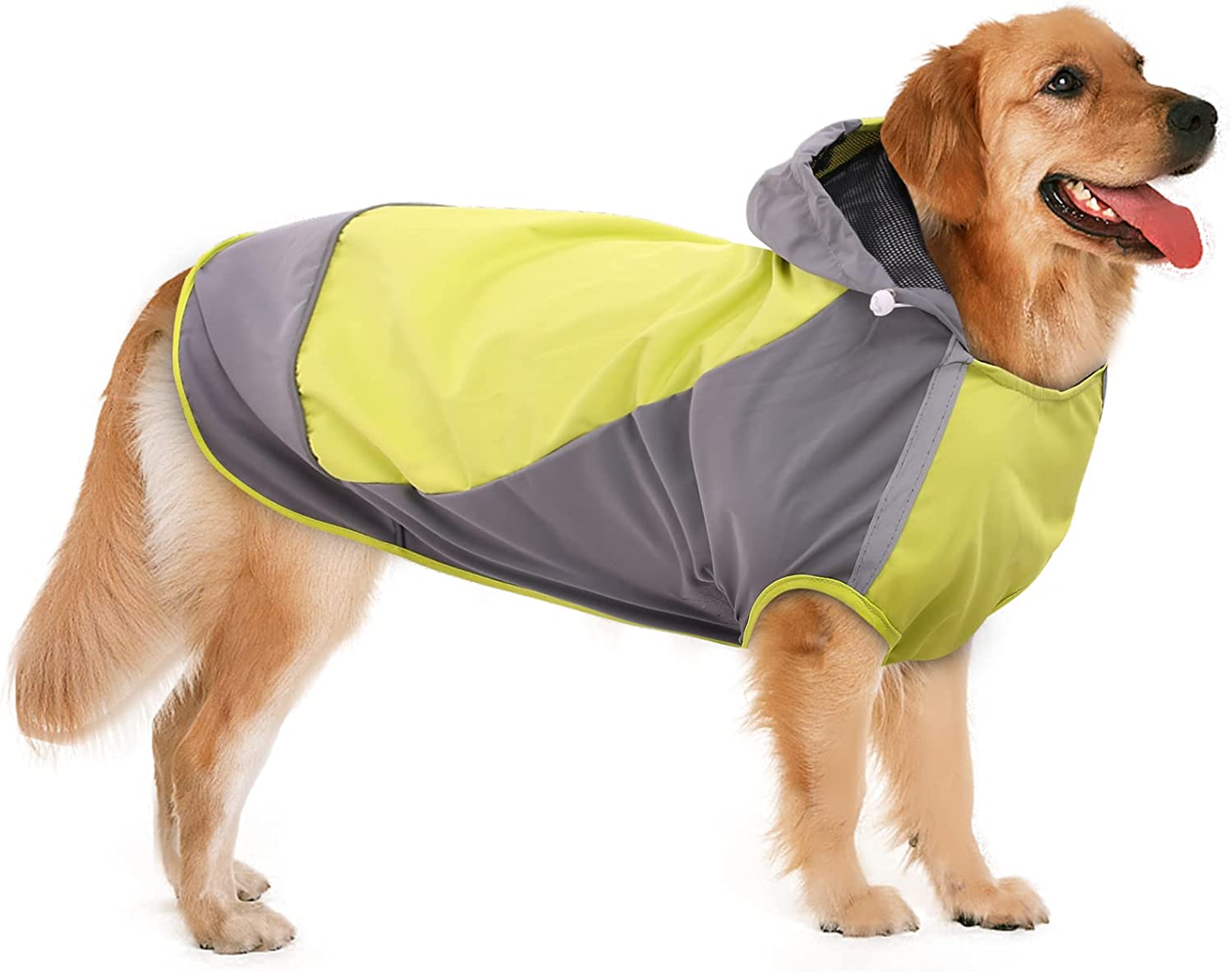 Kuoser Dog Raincoat, Dog Hooded Rain Jacket, Breathable & Reflective Puppy Slicker Poncho, Doggies Rain Coat Water Proof Pet Clothes with Harness Hole for Small Medium Large Dogs