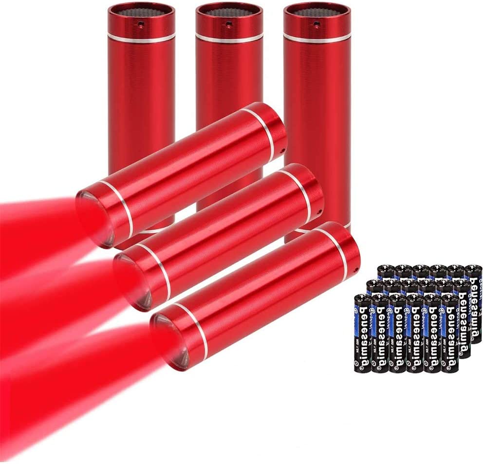 Chase Authentic Red Light Mini LED Flashlight Small Flashlights 6 Pack