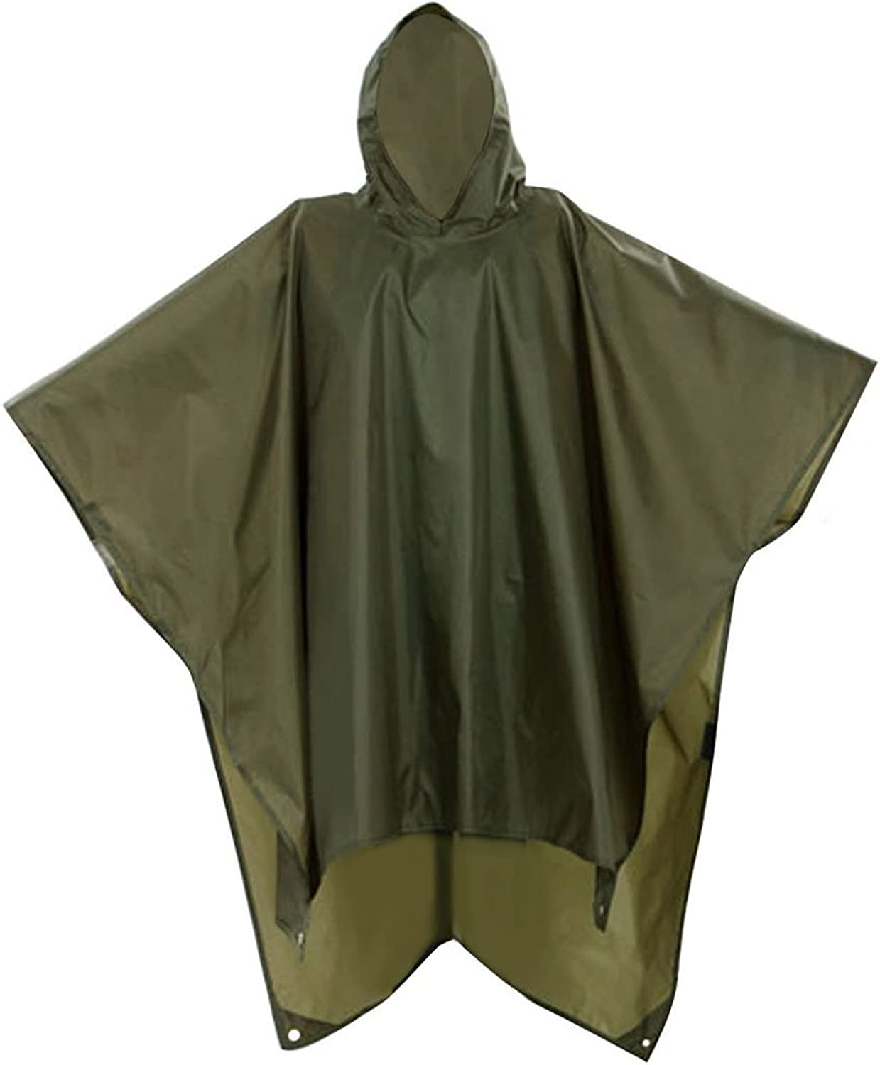 Rain Ponchos Waterproof for Adults Reusable with Hood Multifunction 3 in 1 Rain Coat for Hiking Camping Outdoor Shelter Ground Sheet Army Green