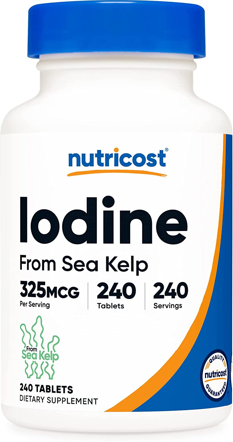 Nutricost Iodine (Natural Iodine from Sea Kelp) 325mcg, 240 Tablets – Non-GMO, Gluten Free