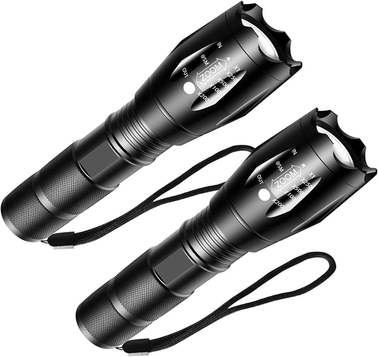 COSITA LED Tactical Flashlight, Super Bright Flashlights with 5 Modes, Zoomable, IP65 Water Resistant Handheld Light Powerful Camping Outdoor Emergency Everyday Flashlights (2 Pack)