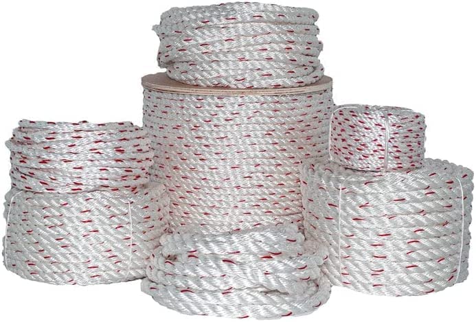 SGT KNOTS Poly Dacron Rope – Twisted 3 Strand Line with Polyolefin Core for Marine, Commercial & DIY Projects (3/8" x 100ft, White)