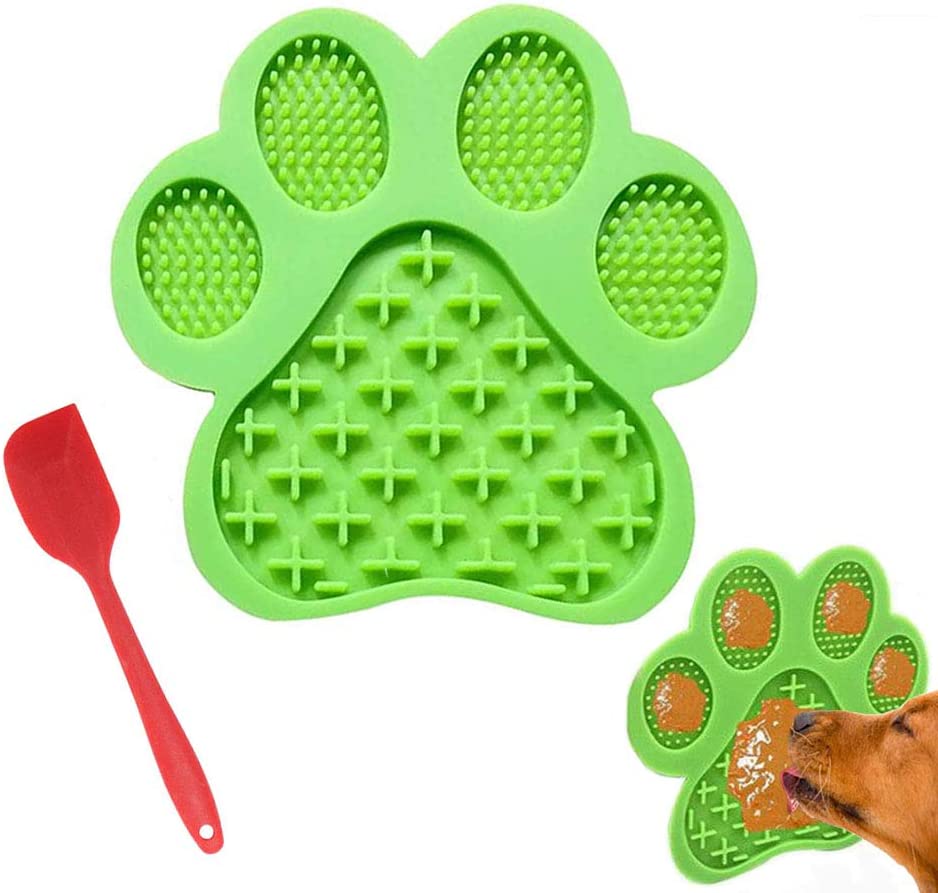Dog Licking Mat for Anxiety Peanut Butter Slow Feeder Dog Bowls Dog Licking Pad with Strong Suction to Wall for Pet Bathing,Grooming,and Dog Training B08GPRF8SH (Green-mat)